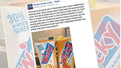 Wicky past misleidende 'minder suiker'-claim aan