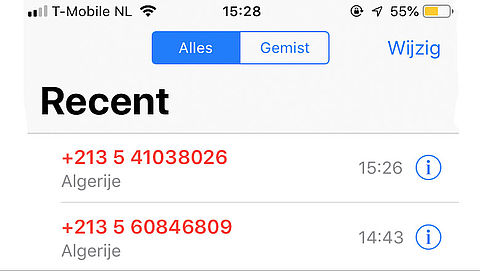 Pas op voor gemiste oproepen van Algerijnse en Tunesische nummers