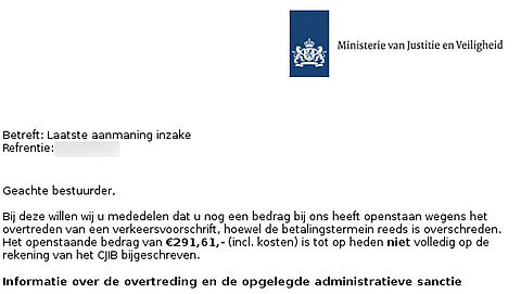 Let op: valse e-mail van CJIB over verkeersboete