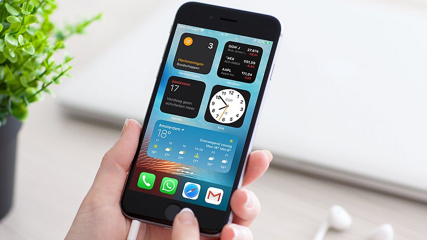 Widgets op het thuisscherm, zoals kalender, to-do-lijst en aandelenapp Widgets op het thuisscherm, zoals kalender, to-do-lijst en aandelenapp
