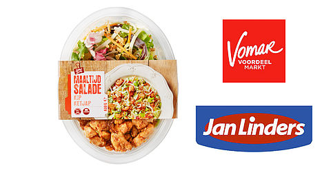 Let op: maaltijdsalade kip ketjap bevat amandelen
