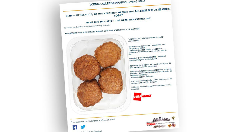 Let op: soja in DekaMarkt-gehaktballen niet vermeld op sommige etiketten