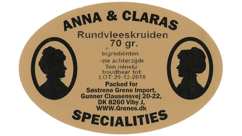 Søstrene Grene roept Rundvleeskruiden Anna & Clara's Specialities terug