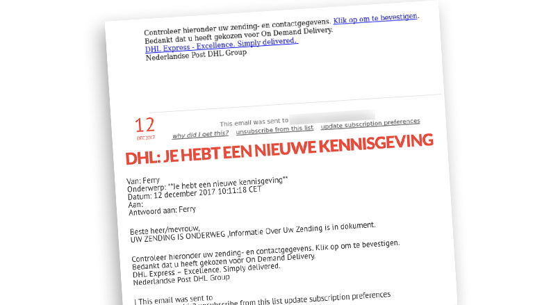 Nepmail over 'zending' DHL of PostNL: 40.000 consumenten klikken op gevaarlijke link