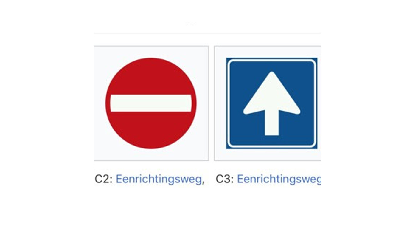 Borden die een eenrichtingsweg aangeven. Borden die een eenrichtingsweg aangeven.
