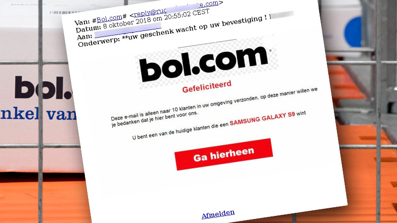 Pas op: e-mail over winactie van bol.com is nep!