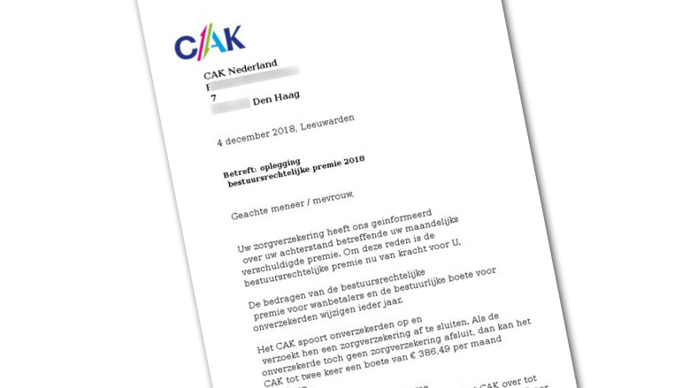 Valse mail over achterstand zorgpremie van het 'CAK'