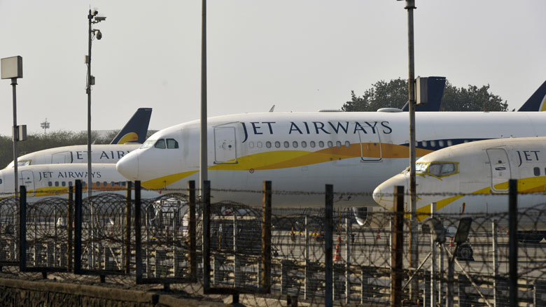 Toestel Jet Airways blijft aan de grond door financiële problemen