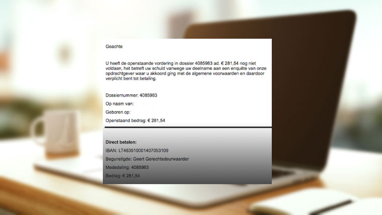 Let op: deze e-mail met dwangbevel is nep